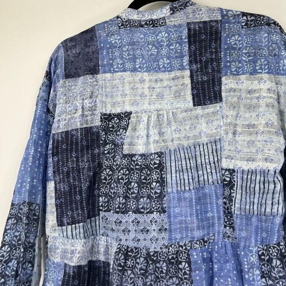 Pilcro by Anthropologie Patchwork Boho Bandana Printed Button Front Cotton Top - Picture 5 of 7